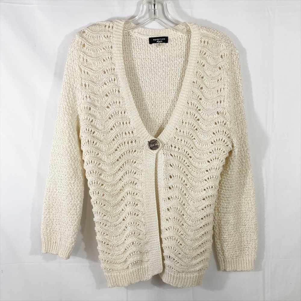 Spense Knits | Cardigan Sweater With Gold Metallic Accent